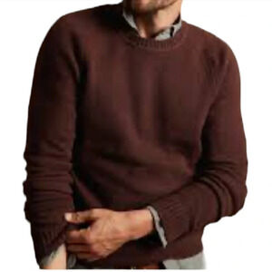 BANANA REPUBLIC Mens Cozy Crewneck Sweater Amber Ale Brown Mid-Weight Preppy M